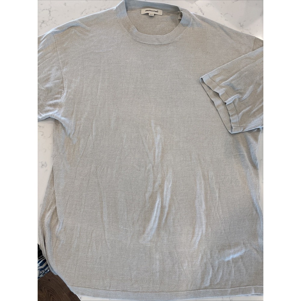 Pronto Uomo 4-Ply Silk Men's Short Sleeve Pullover Shirt Beige Big & Tall 3XLT
